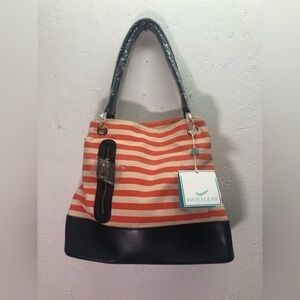 NWT Shiraleah Chicago canvas faux leather Nadine bucket bag